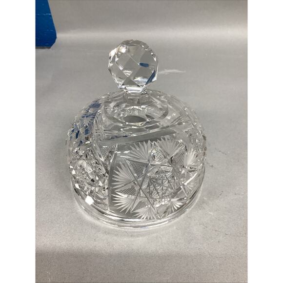 Cut Crystal Glass Hobstar Cheese Or Butter Dome - Picture 3 of 7